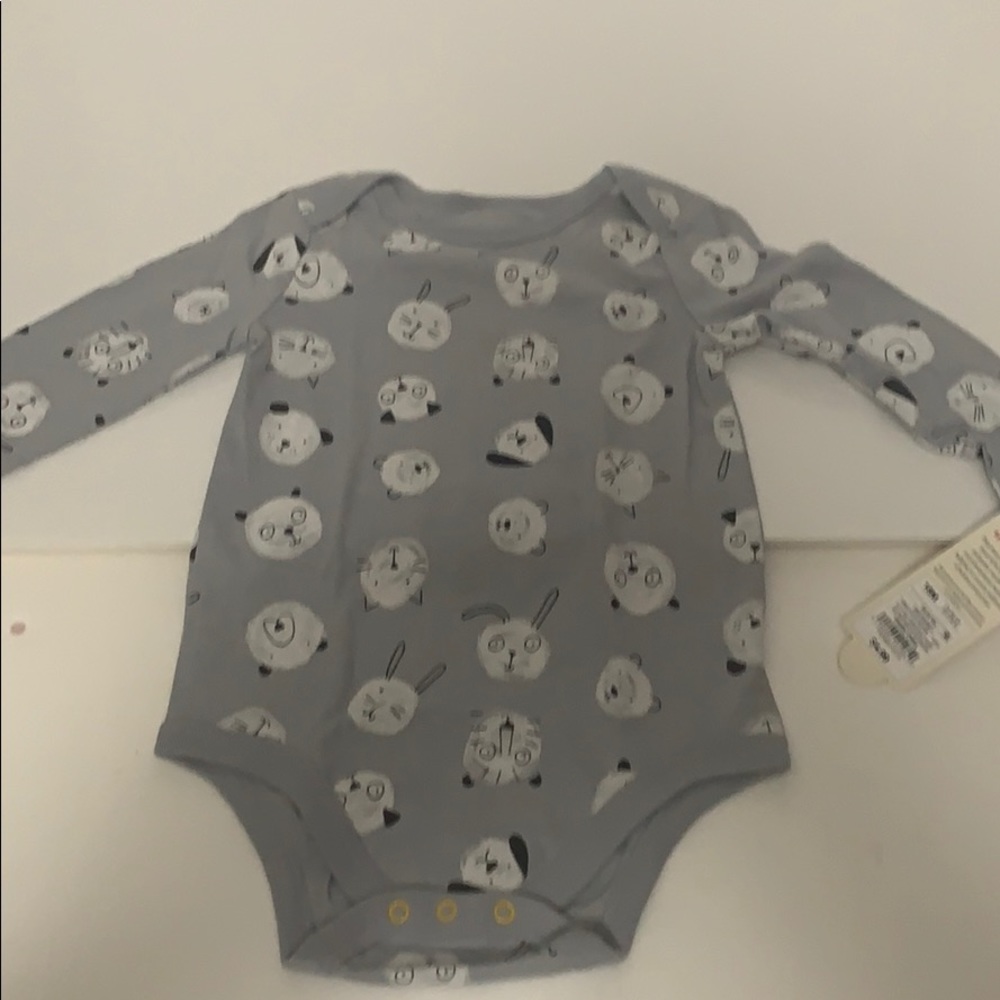 Grey onesie with white animal print